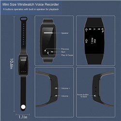 Bracelet Digital Voice Recorder Watch, Wristband 32GB Voice Activated, Noise Cancelling Audio Recorder with Playback Function