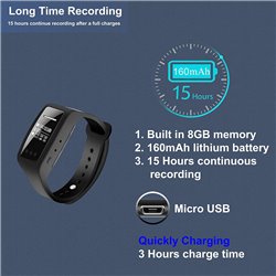 Bracelet Digital Voice Recorder Watch, Wristband 32GB Voice Activated, Noise Cancelling Audio Recorder with Playback Function