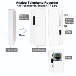 Micro Telephone Voice Recorder 8GB Super Mini Recorder, Gets Power from Telephone Line (Less Charging Time) & No PC Required