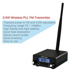 FM Transmitter APROTII 0.5W/0.1W FM Broadcast Transmitter 76~108MHz with Microphone and Antenna, Broadcast Long Range 1000ft