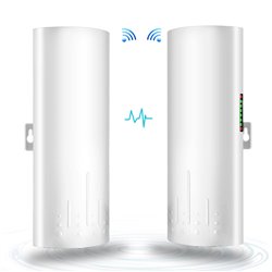 Point to Point Wireless Bridge, WiFi Outdoor Access Point Extender, 5.8G 100Mpbs CPE 14DBi Antenna Extend Network to 3KM 2 Pack