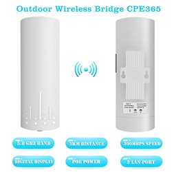 Point to Point Wireless Bridge, WiFi Outdoor Access Point Extender, 5.8G 100Mpbs CPE 14DBi Antenna Extend Network to 3KM 2 Pack