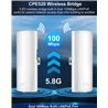 Wireless Bridge, 5.8G Outdoor CPE Point to Point Long Range Access Point with 14DBi High Gain Antenna PTP/PTMP Plug& Play 2-Pack