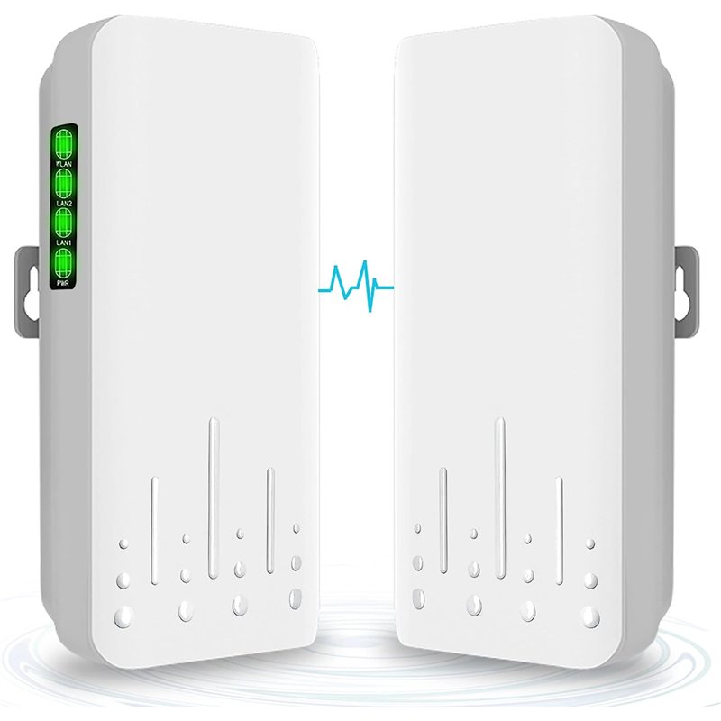 Wireless Bridge,5.8G 100Mkbps Outdoor CPE Network Extender, Point to Point PTP/PTMP Plug & Play 2KM WiFi Extender Access Point