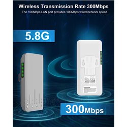 Wireless Bridge,5.8G 100Mkbps Outdoor CPE Network Extender, Point to Point PTP/PTMP Plug & Play 2KM WiFi Extender Access Point