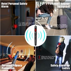 Hidden Spy Camera RF Detector Personal Alarm Pinhole Camera Lens Scanner, Door& Luggage Alert Tool, Find Mini WiFi Cam Pen Style