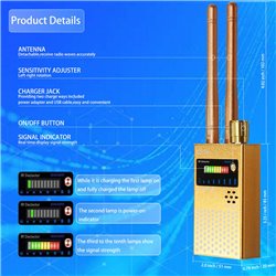 Anti Spy Wireless RF Signal Detector Bug GPS Camera Detector Hidden Camera GSM Listening Device Wireless Signal Device Finder