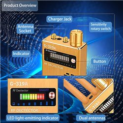 Anti Spy Wireless RF Signal Detector Bug GPS Camera Detector Hidden Camera GSM Listening Device Wireless Signal Device Finder