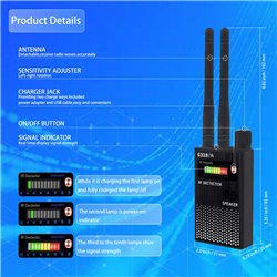 RF Detector, Dual Antennas Hidden Camera Detector, Micro WiFi Cam Scanner, Listening Device & Wireless Bug Sweeper, GPS Tracker