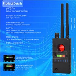 Bug Detector, RF Detector, Hidden Camera Finder Pinhole Lens GSM Device Finder for Eavesdropping, Candid Video, GPS Tracker