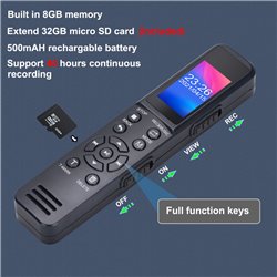 Digital Voice Recorder, Voice Activated Recorder with Playback Small Tape Sound Recorder 8GB Internal Memory with 32GB TF Card