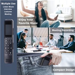 Digital Voice Recorder, Voice Activated Recorder with Playback Small Tape Sound Recorder 8GB Internal Memory with 32GB TF Card