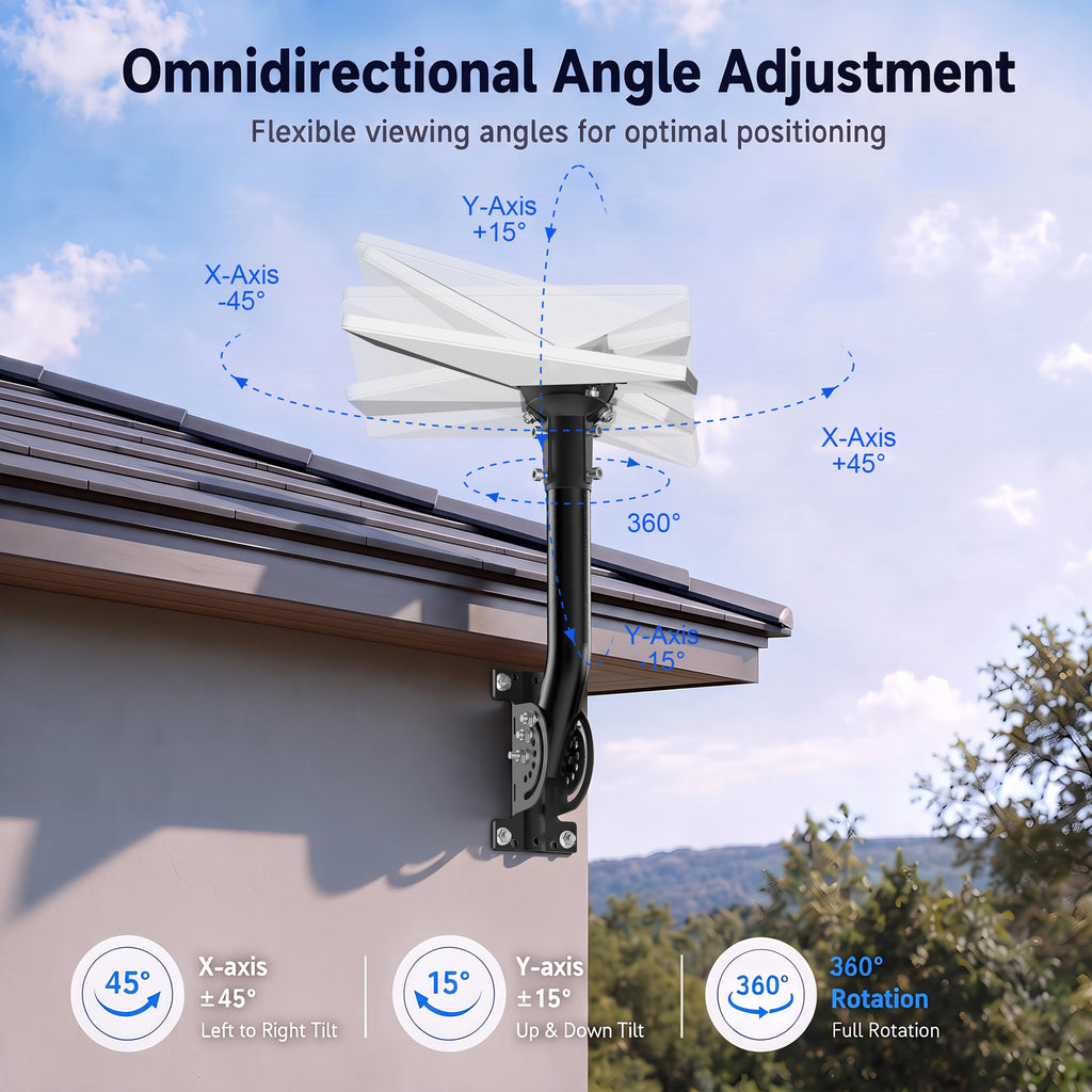 Starlink Mini Wall Mount – 265 mm Black Powder-Coated J-Pole with Multi-Angle Ball Joint Adapter