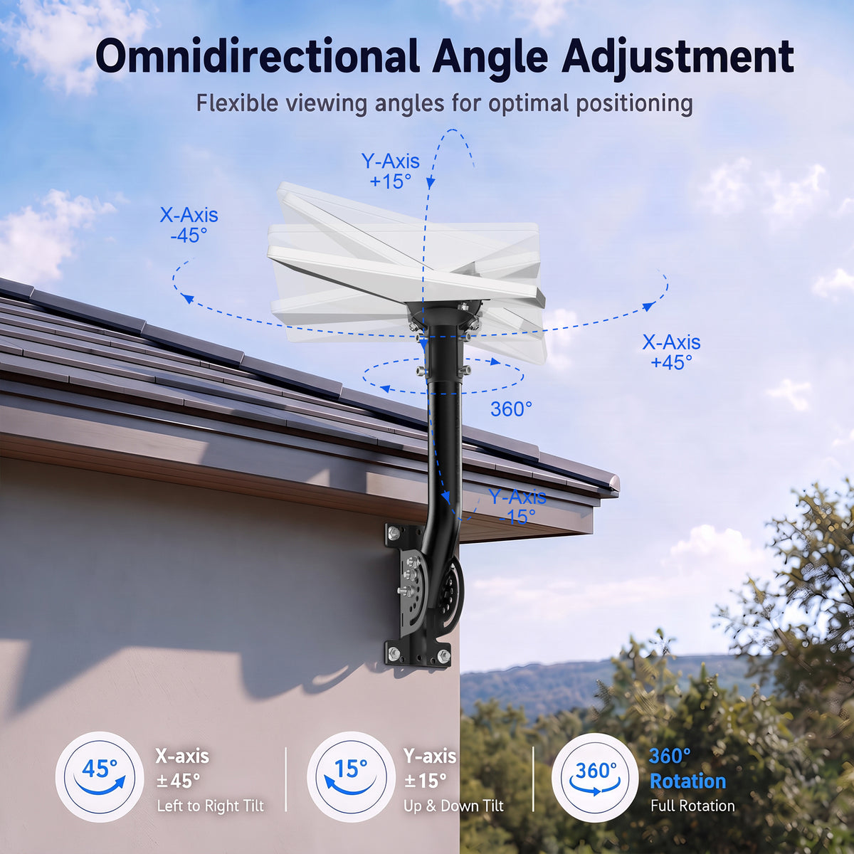 Starlink Mini Wall Mount – 265 mm Black Powder-Coated J-Pole with Multi-Angle Ball Joint Adapter