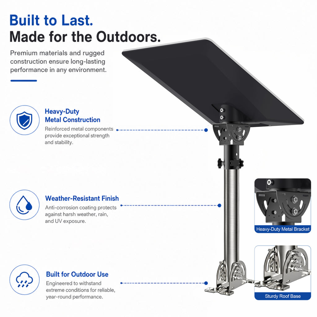 Starlink V5 / Gen 5 Roof Mount – 290 mm Stainless Steel Pole, 160° Adjustable, Works with Original V5 Pipe Adapter