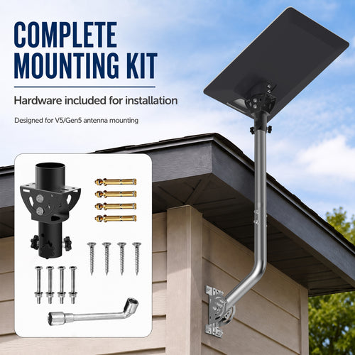 Starlink V5 / Gen 5 Long Wall Mount – Stainless Steel Extension Pole, 160° Adjustable, Works with Original V5 Pipe Adapter