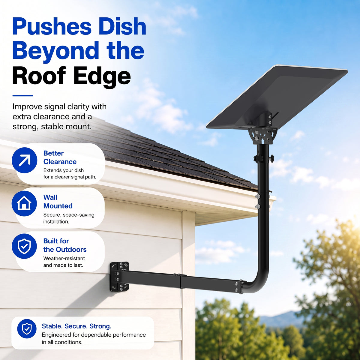 Starlink V5 / Gen 5 Long Wall Mount – Adjustable 32.8" Extension, Works with Original V5 Pipe Adapter