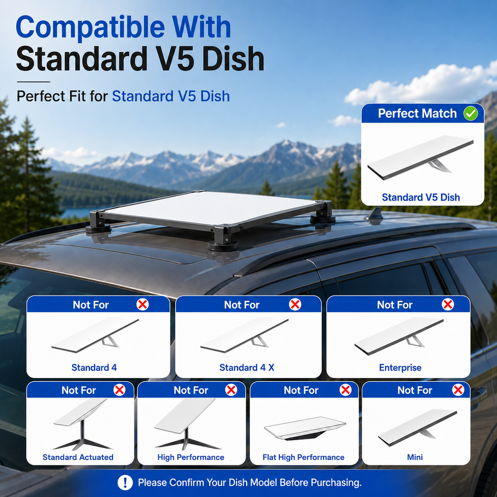 Starlink V5 / Gen 5 Magnetic Roof Mount – No-Drill 4-Magnet Vehicle Mount for Original V5 Pipe Adapter