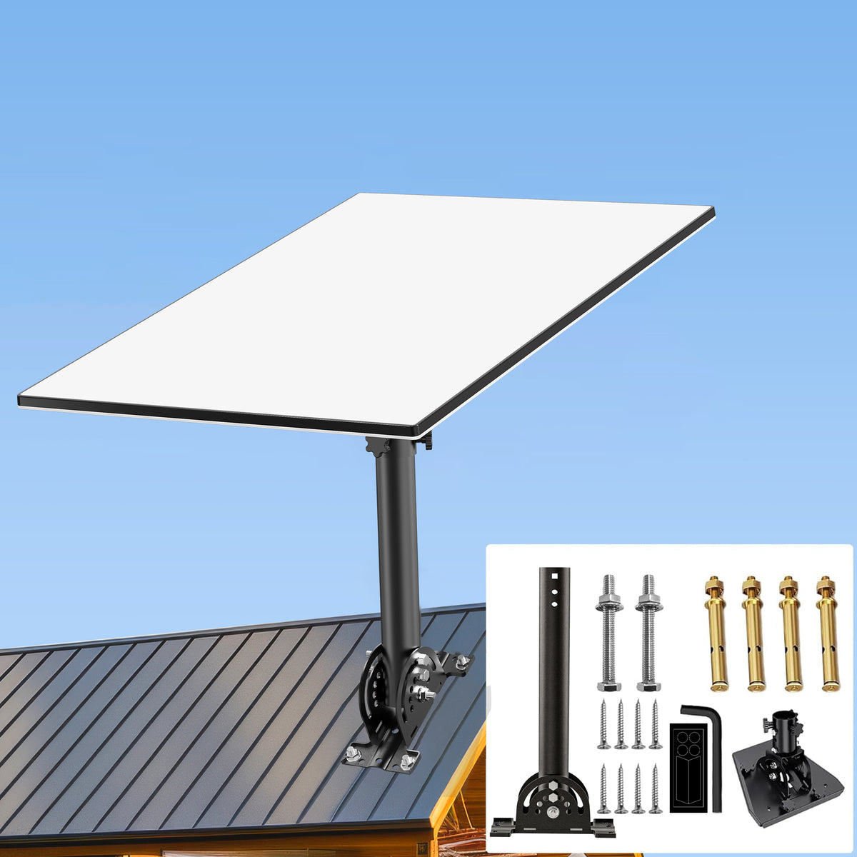 Starlink Gen 3 Roof Mount – 290 mm Black Powder-Coated Pole with 160° Adjustable Adapter