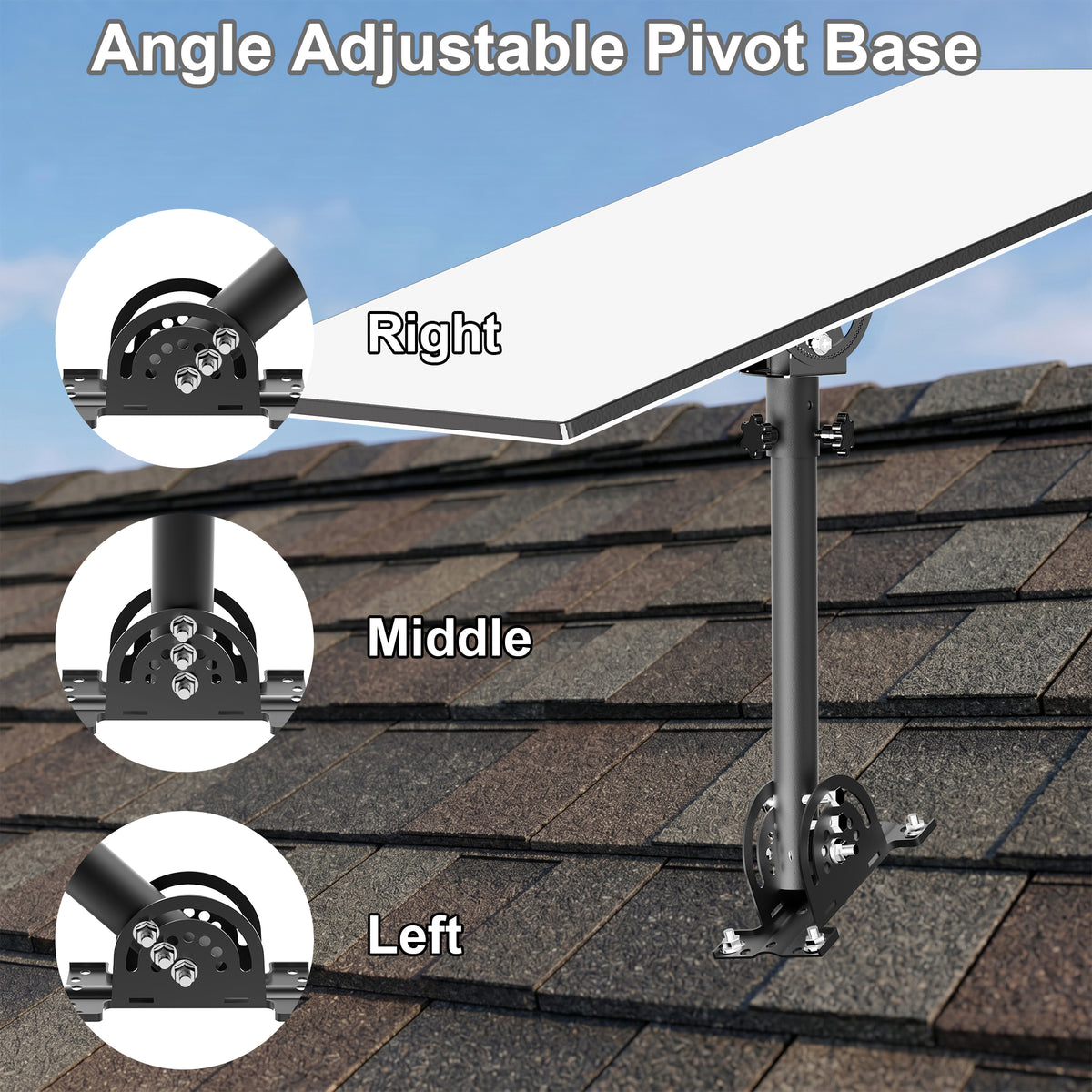 Starlink Gen 3 Roof Mount – 290 mm Black Powder-Coated Pole with 160° Adjustable Adapter