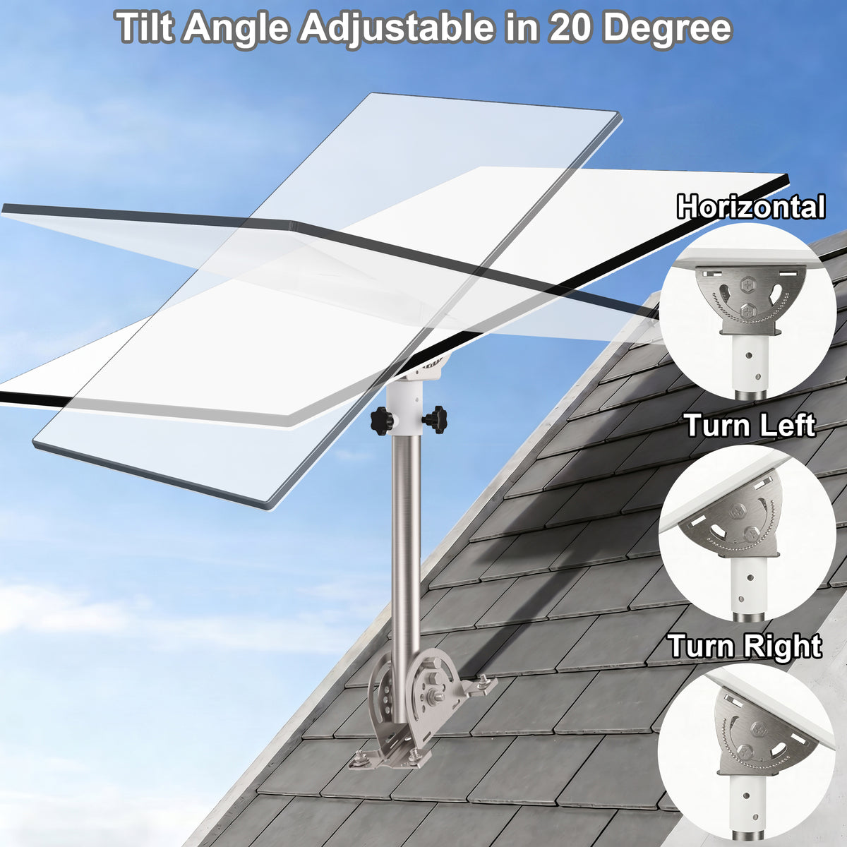 Starlink Gen 3 Roof Mount – 290 mm Stainless Steel Pole with White 160° Adjustable Adapter