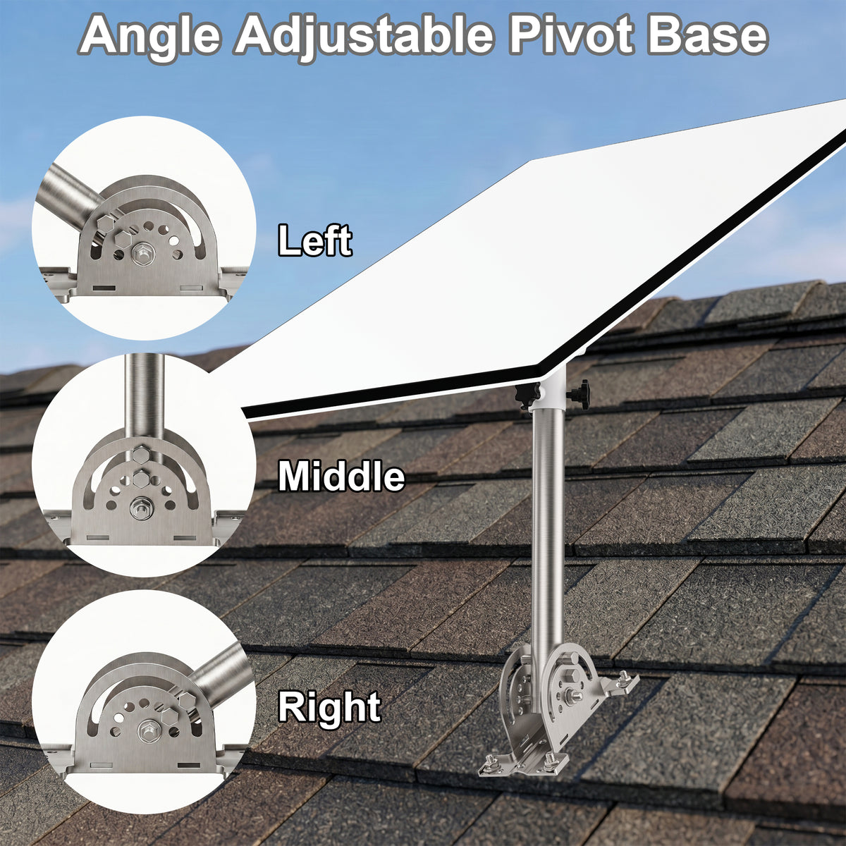 Starlink Gen 3 Roof Mount – 290 mm Stainless Steel Pole with White 160° Adjustable Adapter