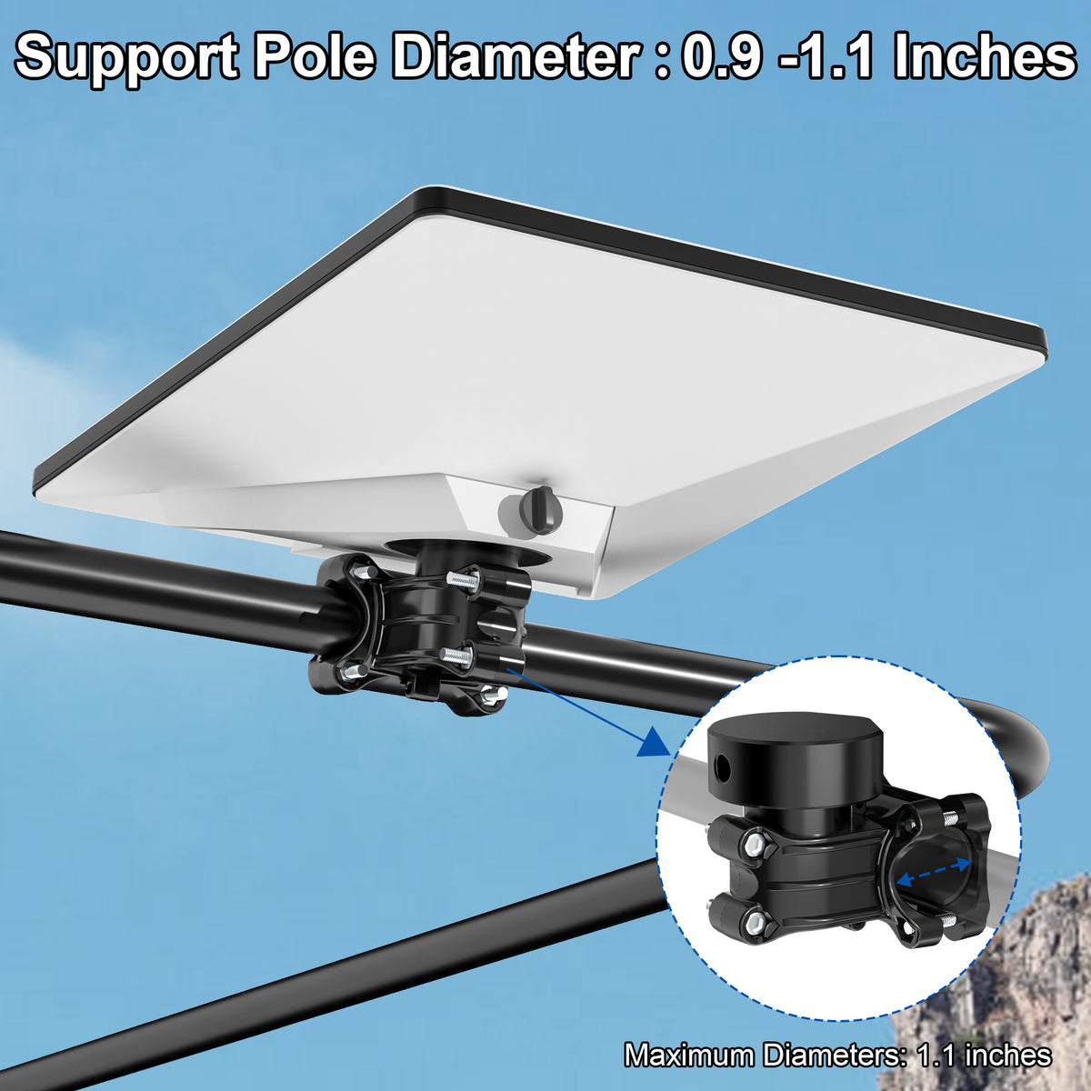 Starlink Mini RV Ladder, Boat Rail Mount – 0.8–1.1" Clamp, Works with Original Mini Adapter