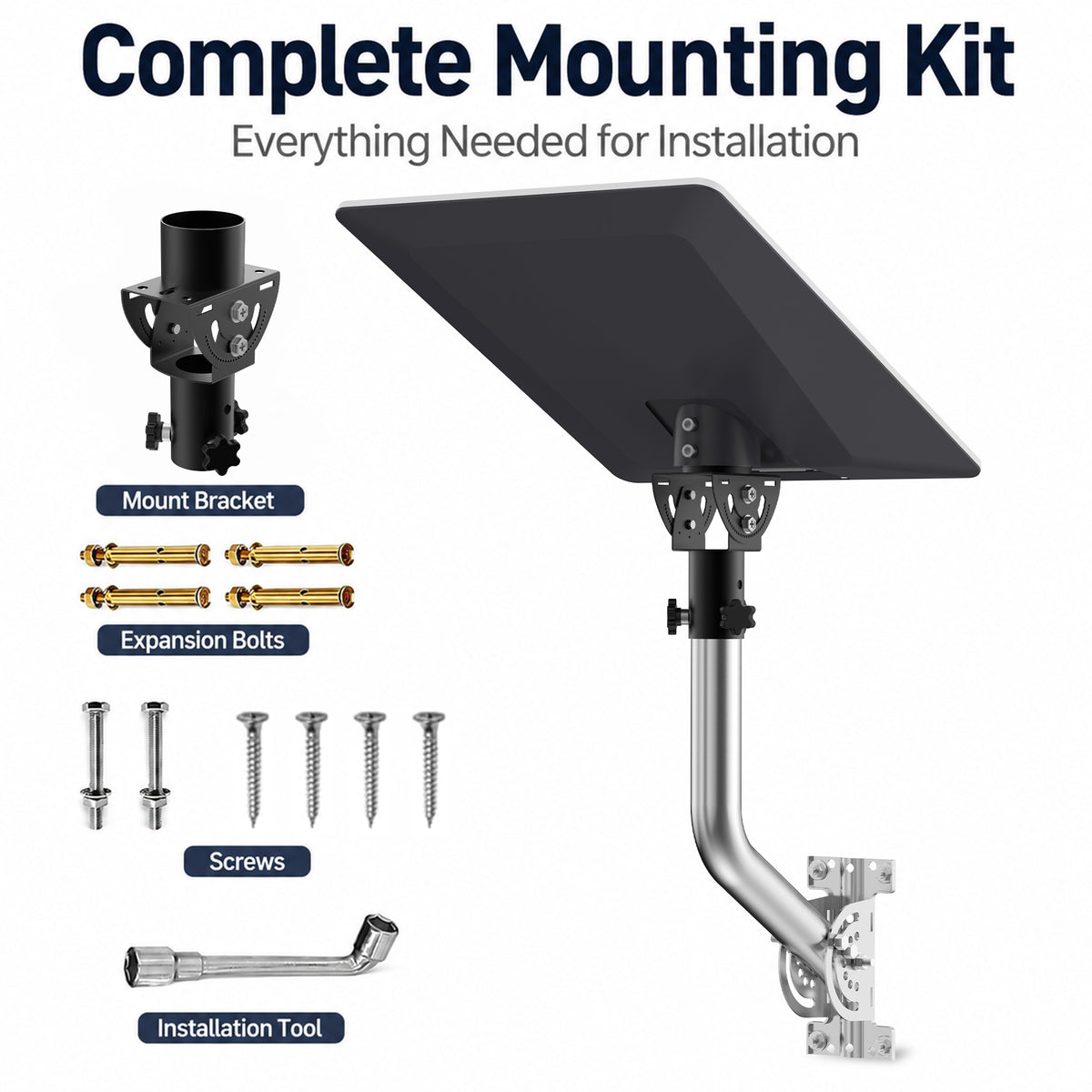 Starlink V5 / Gen 5 Wall & Eave Mount – Compact Stainless Steel Pole, Works with Original V5 Pipe Adapter