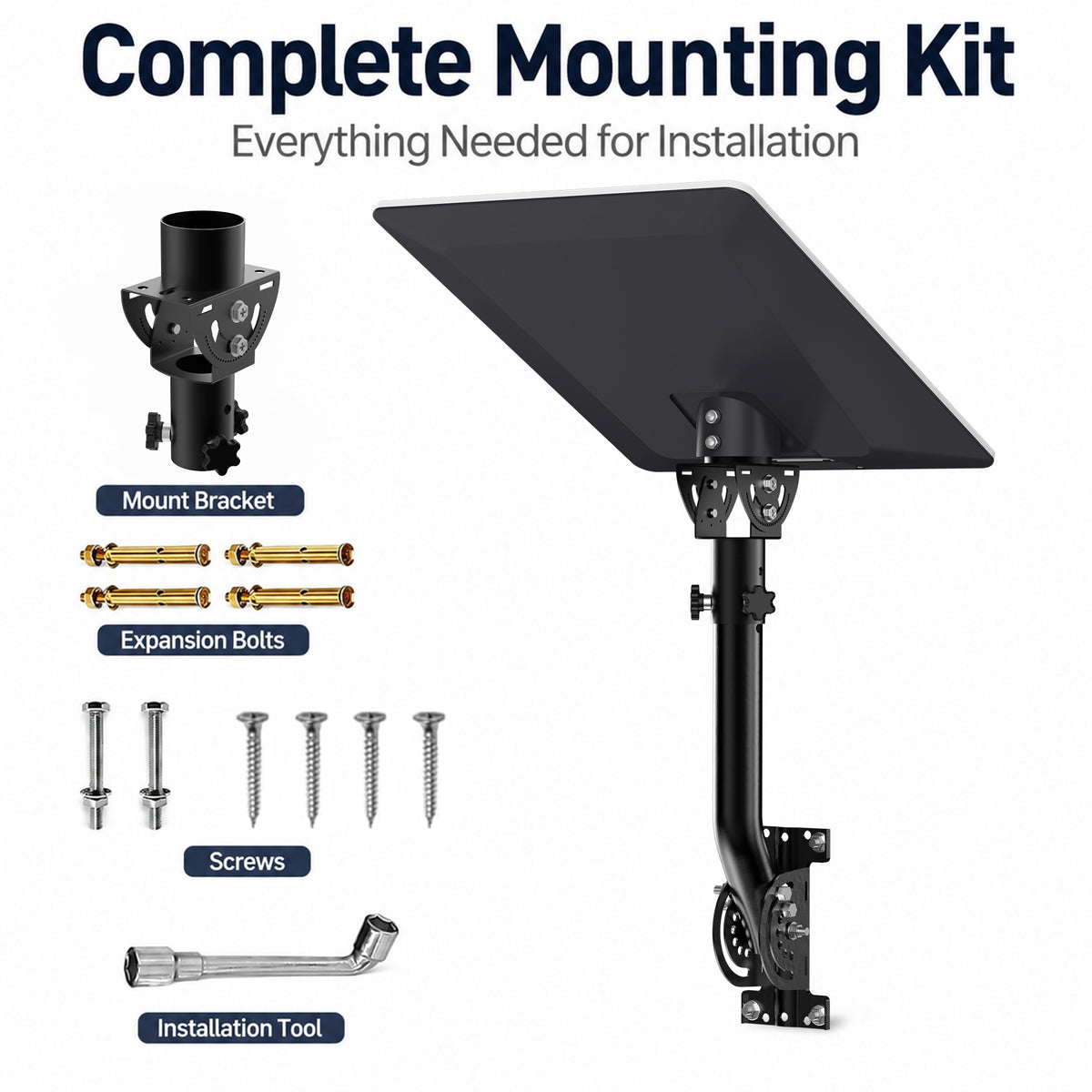 Starlink V5 / Gen 5 Wall & Eave Mount – Compact Black Iron Pole, Works with Original V5 Pipe Adapter