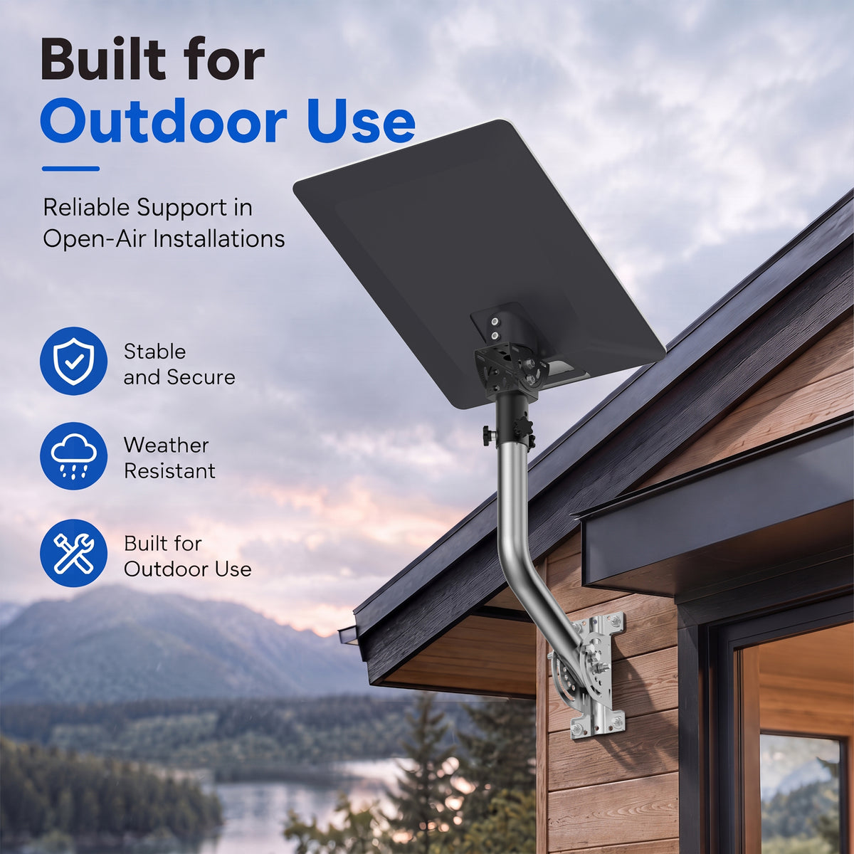 Starlink V5 / Gen 5 Wall & Eave Mount – Compact Stainless Steel Pole, Works with Original V5 Pipe Adapter