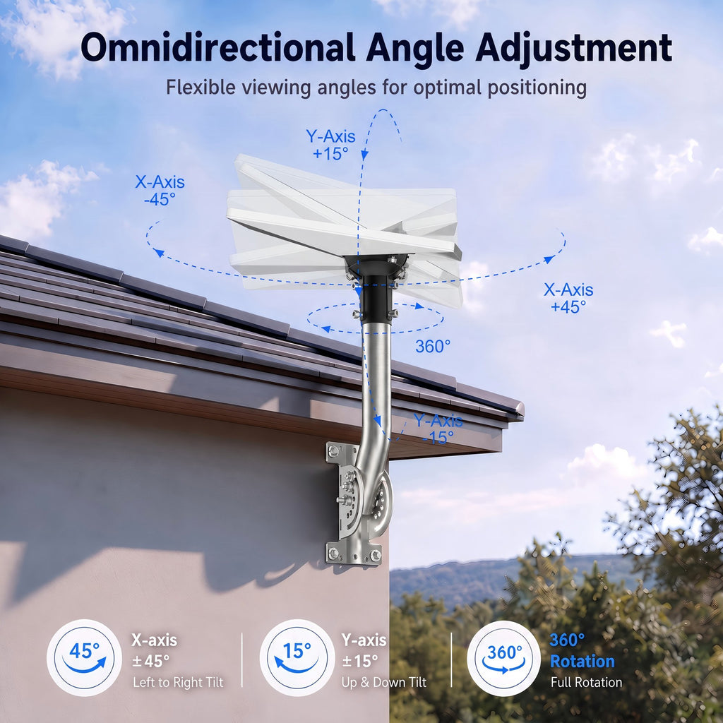 Starlink Mini Wall Mount – 265 mm Stainless Steel Pole with Black Multi-Angle Ball Joint Adapter