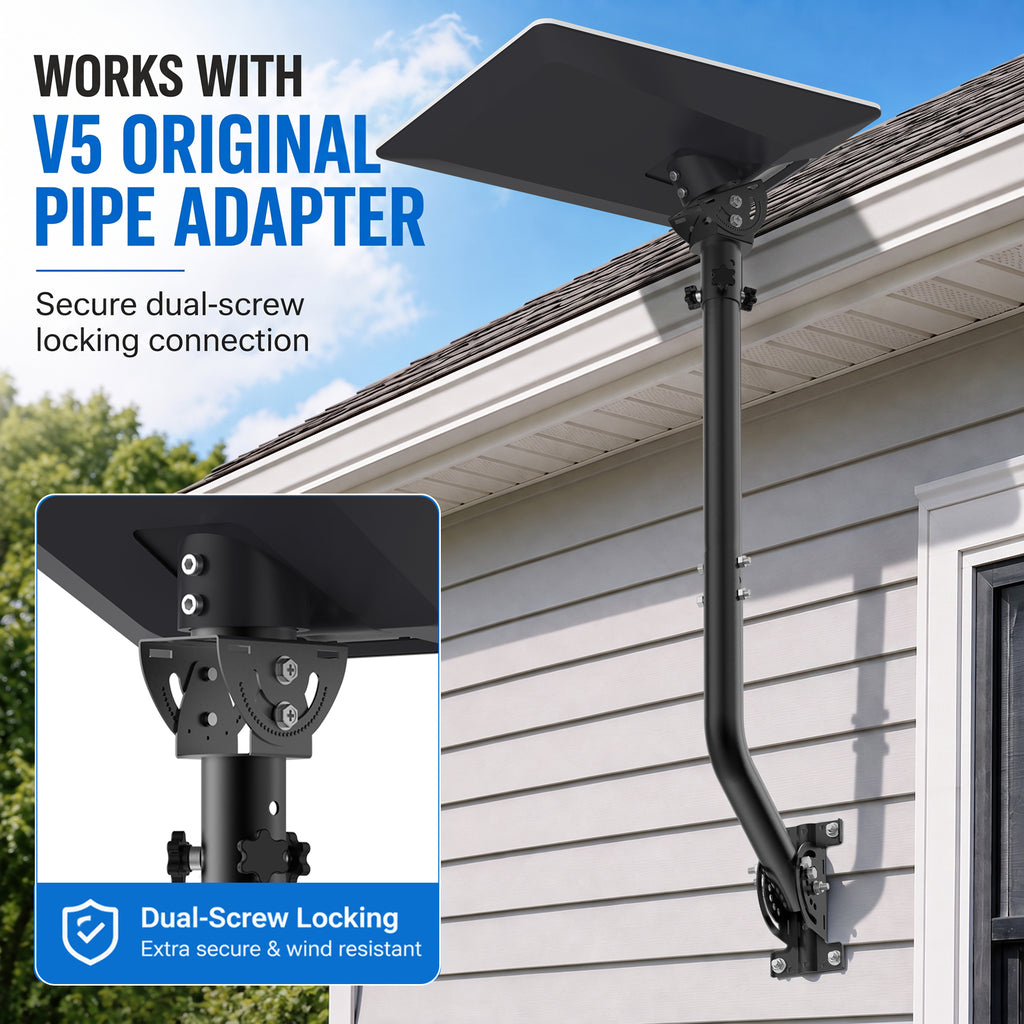 Starlink V5 / Gen 5 Long Wall Mount – Black Iron Extension Pole, 160° Adjustable, Works with Original V5 Pipe Adapter