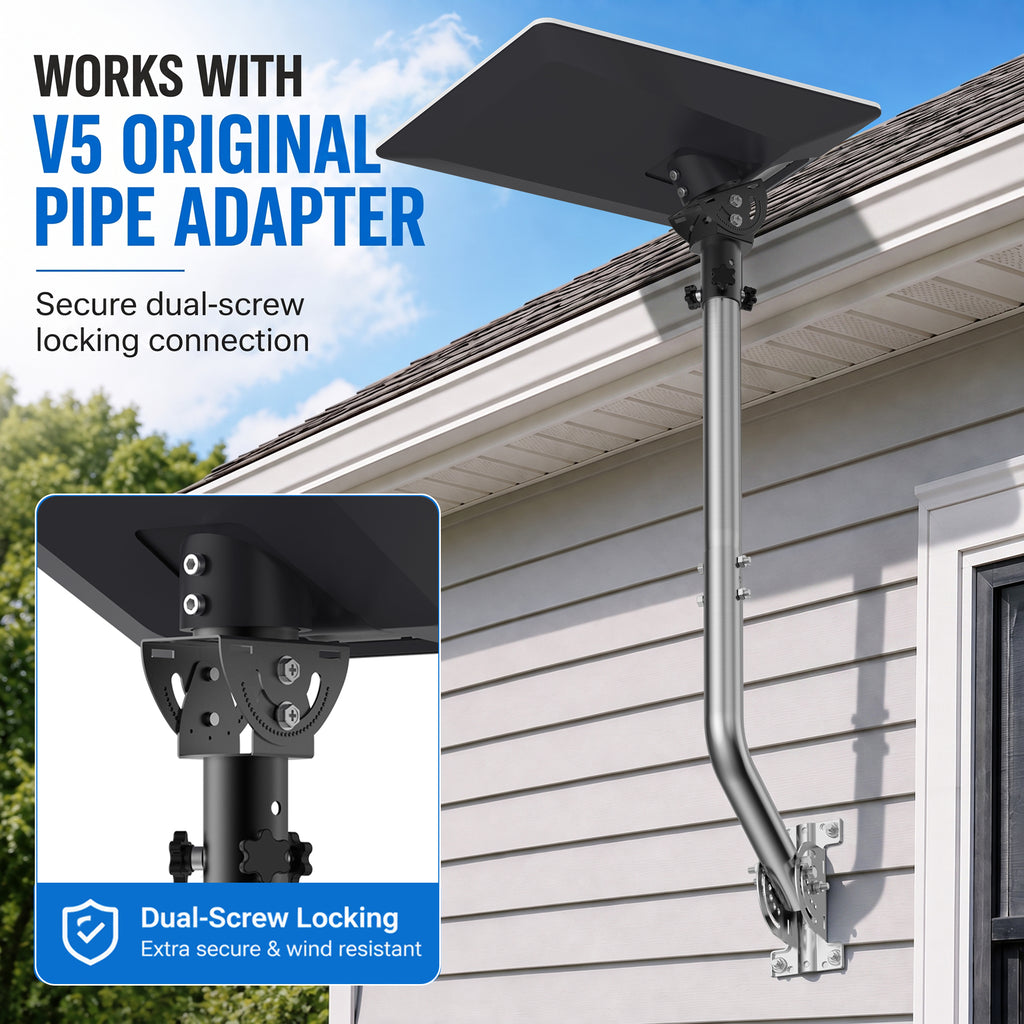 Starlink V5 / Gen 5 Long Wall Mount – Stainless Steel Extension Pole, 160° Adjustable, Works with Original V5 Pipe Adapter