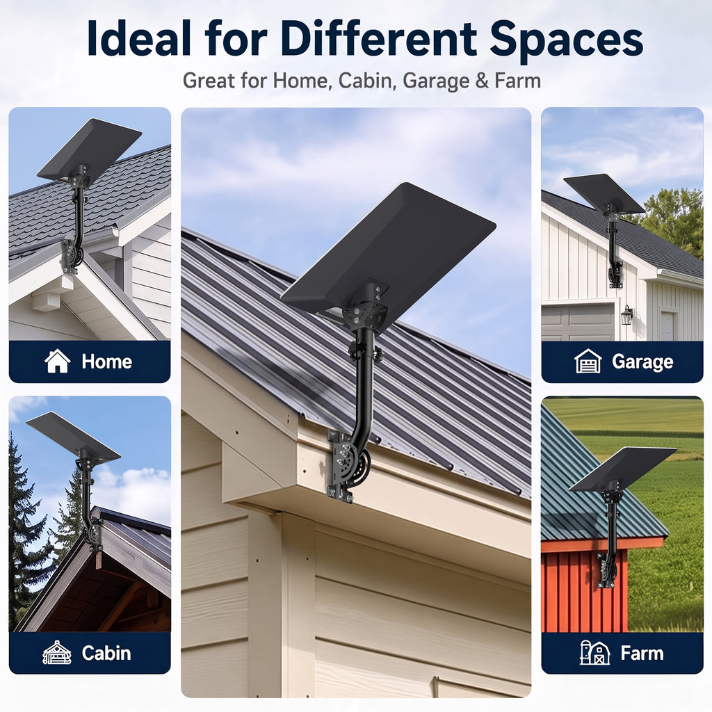 Starlink V5 / Gen 5 Wall & Eave Mount – Compact Black Iron Pole, Works with Original V5 Pipe Adapter