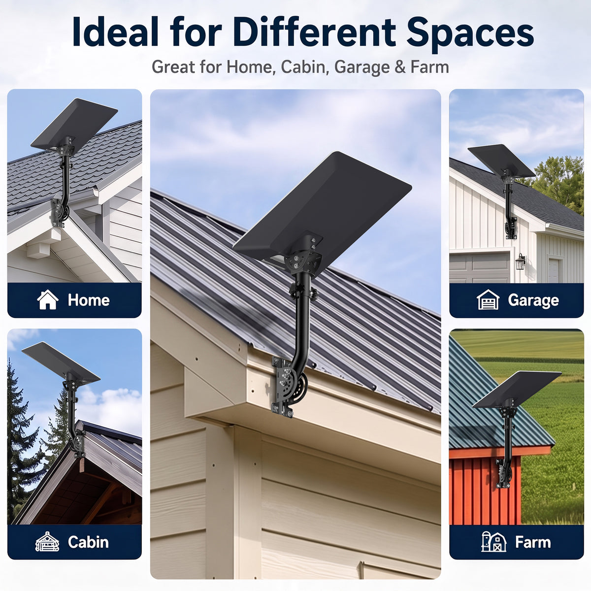 Starlink V5 / Gen 5 Wall & Eave Mount – Compact Black Iron Pole, Works with Original V5 Pipe Adapter