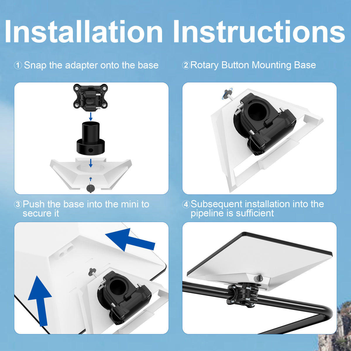 Starlink Mini RV Ladder, Boat Rail Mount – 0.8–1.1" Clamp, Works with Original Mini Adapter