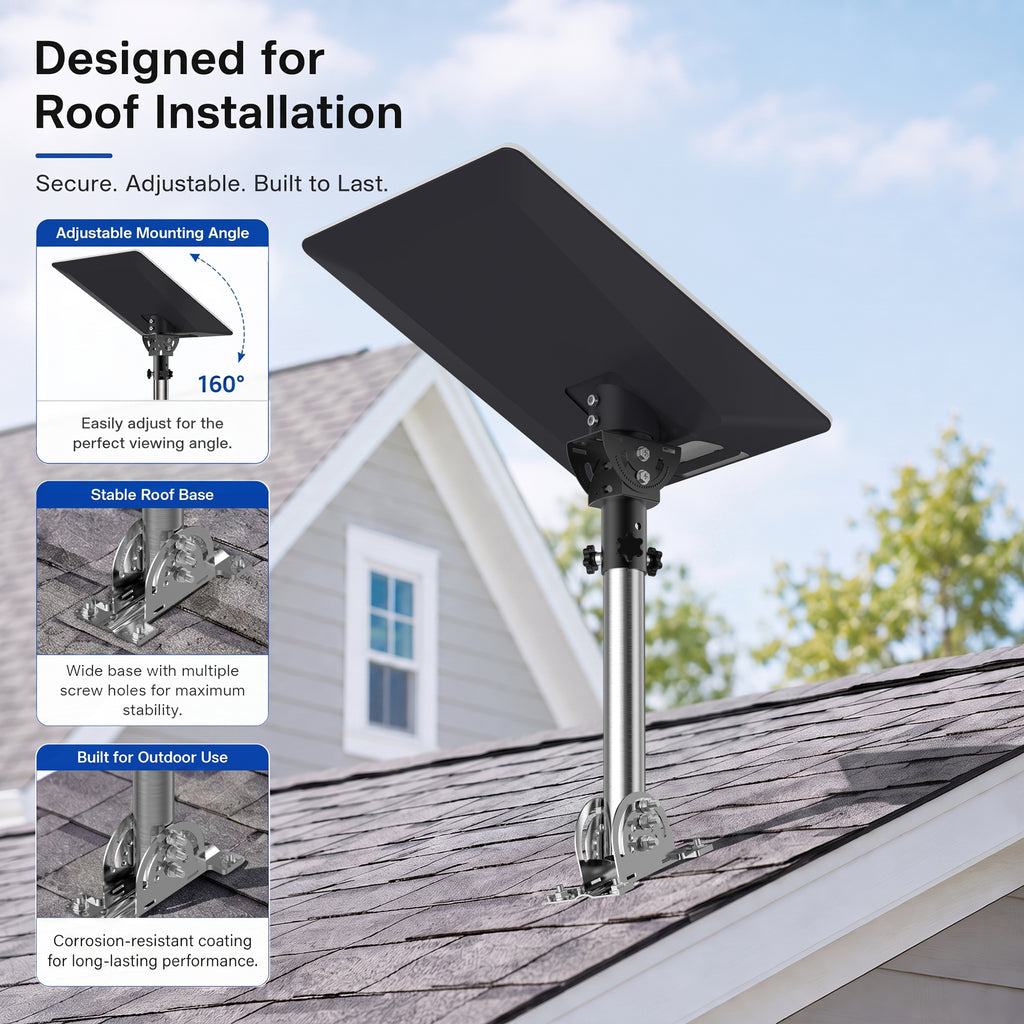 Starlink V5 / Gen 5 Roof Mount – 290 mm Stainless Steel Pole, 160° Adjustable, Works with Original V5 Pipe Adapter