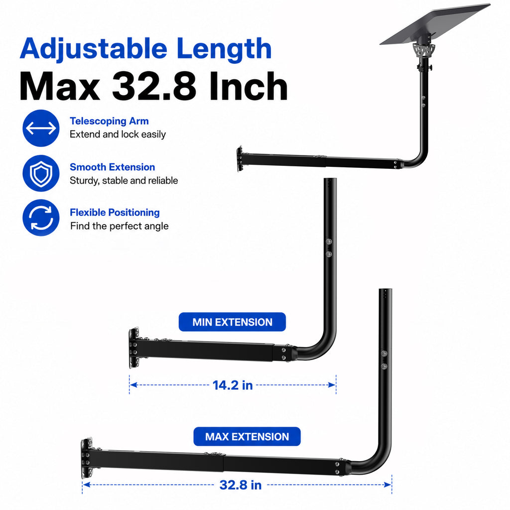 Starlink V5 / Gen 5 Long Wall Mount – Adjustable 32.8" Extension, Works with Original V5 Pipe Adapter