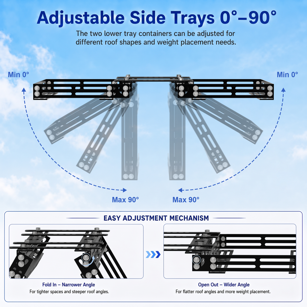 Starlink Gen 2 Roof Ridge Mount – No-Drill Ballast Frame, Fits 8–16 Bricks