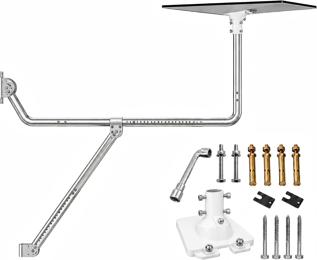 Starlink Gen 3 Long Eave Mount – Stainless Steel Extendable Pole with Support Brace & Ball Joint Adapter