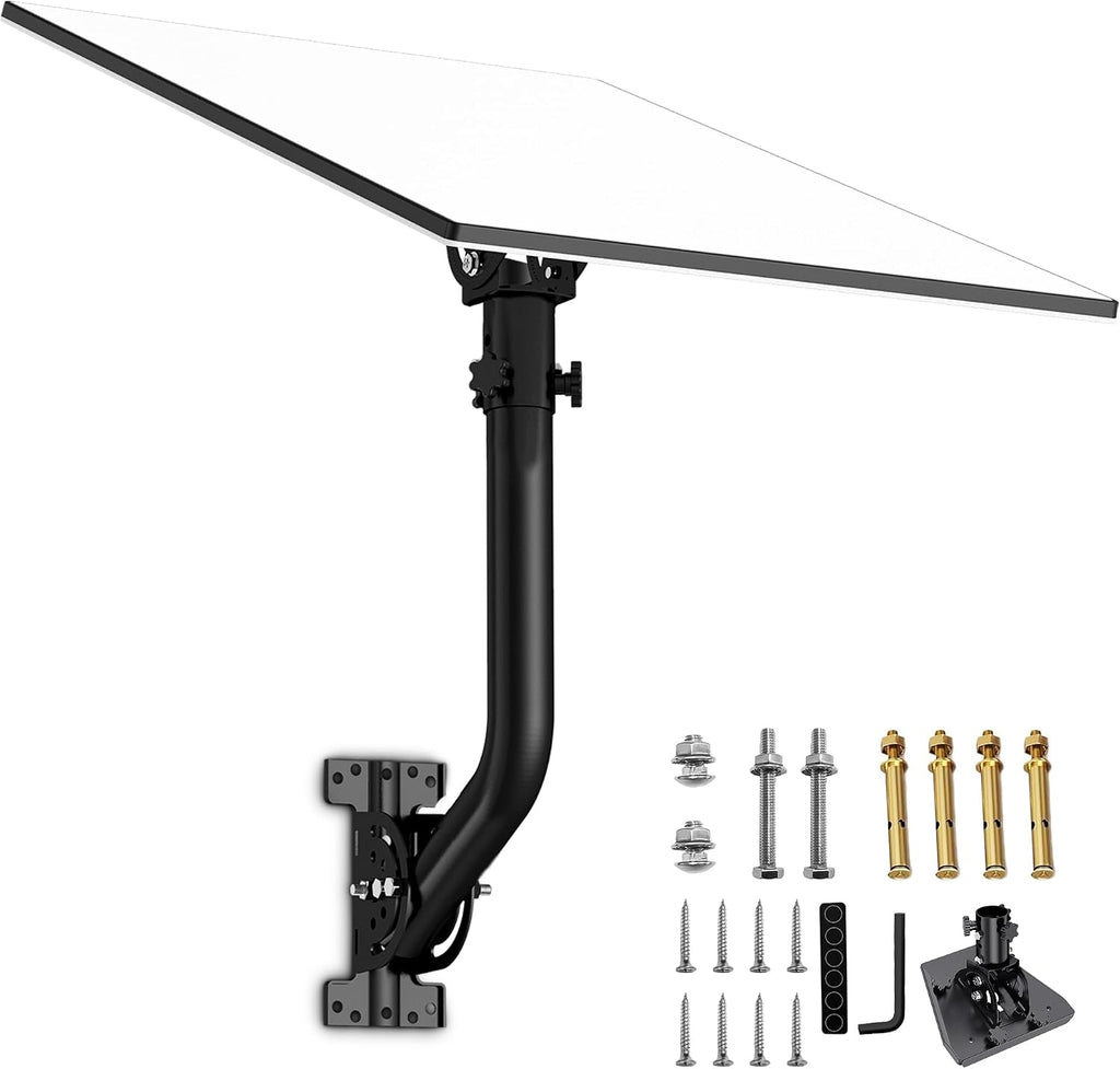 Starlink Gen 3 / Standard 4 / 4X / Enterprise Wall & Eave Mount – 300 mm Black Iron Curved Pole with Adjustable Tilt Adapter