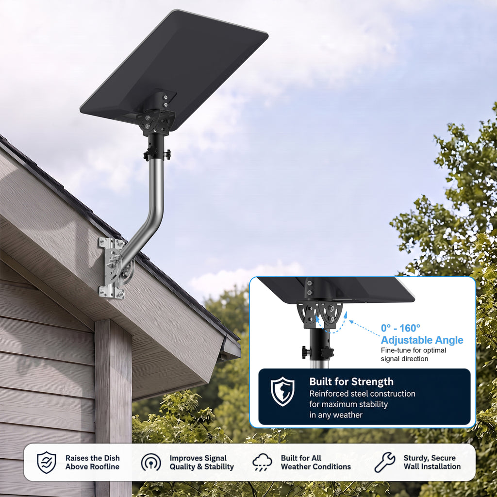 Starlink V5 / Gen 5 Wall & Eave Mount – Compact Stainless Steel Pole, Works with Original V5 Pipe Adapter
