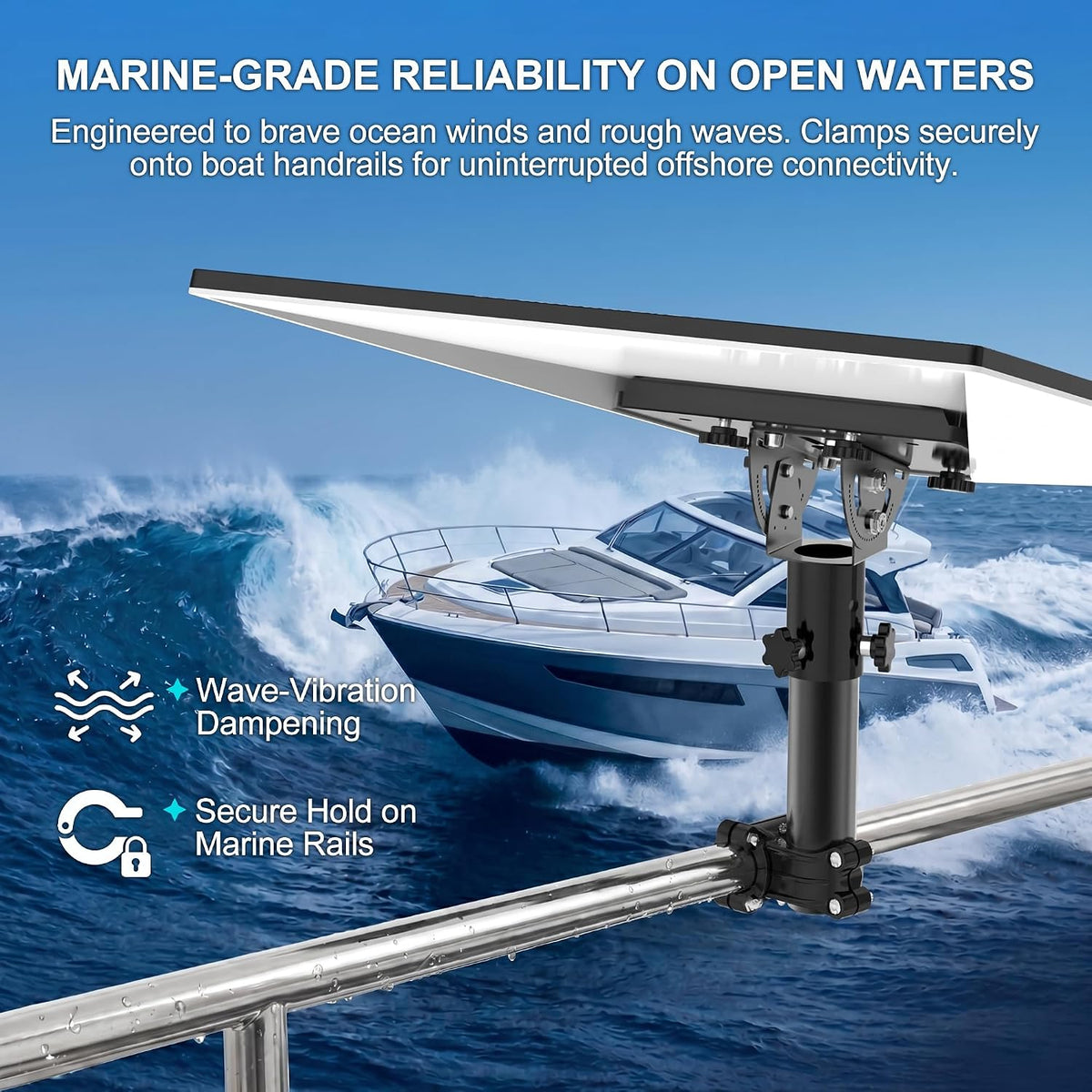Starlink Gen 3 RV Ladder & Boat Rail Mount – 0.8–1.1" No-Drill Clamp with Adjustable Adapter
