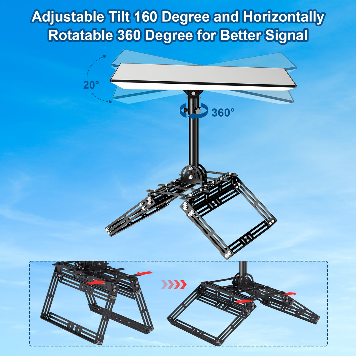 Starlink Gen 3 Roof Ridge Mount – No-Drill Ballast Frame for 8–16 Bricks