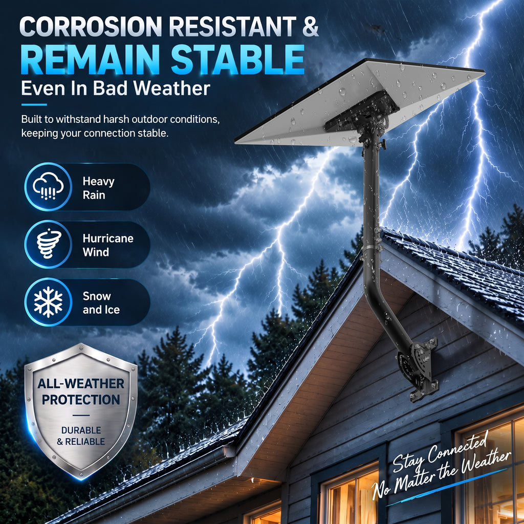 Starlink Gen 3 28" Wall & Eave Mount – Black Curved Pole with Extension & Adjustable Tilt Adapter