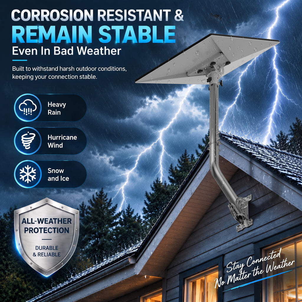 Starlink Gen 3 28" Wall & Eave Mount – Stainless Steel Extension Pole with White Adjustable Tilt Adapter