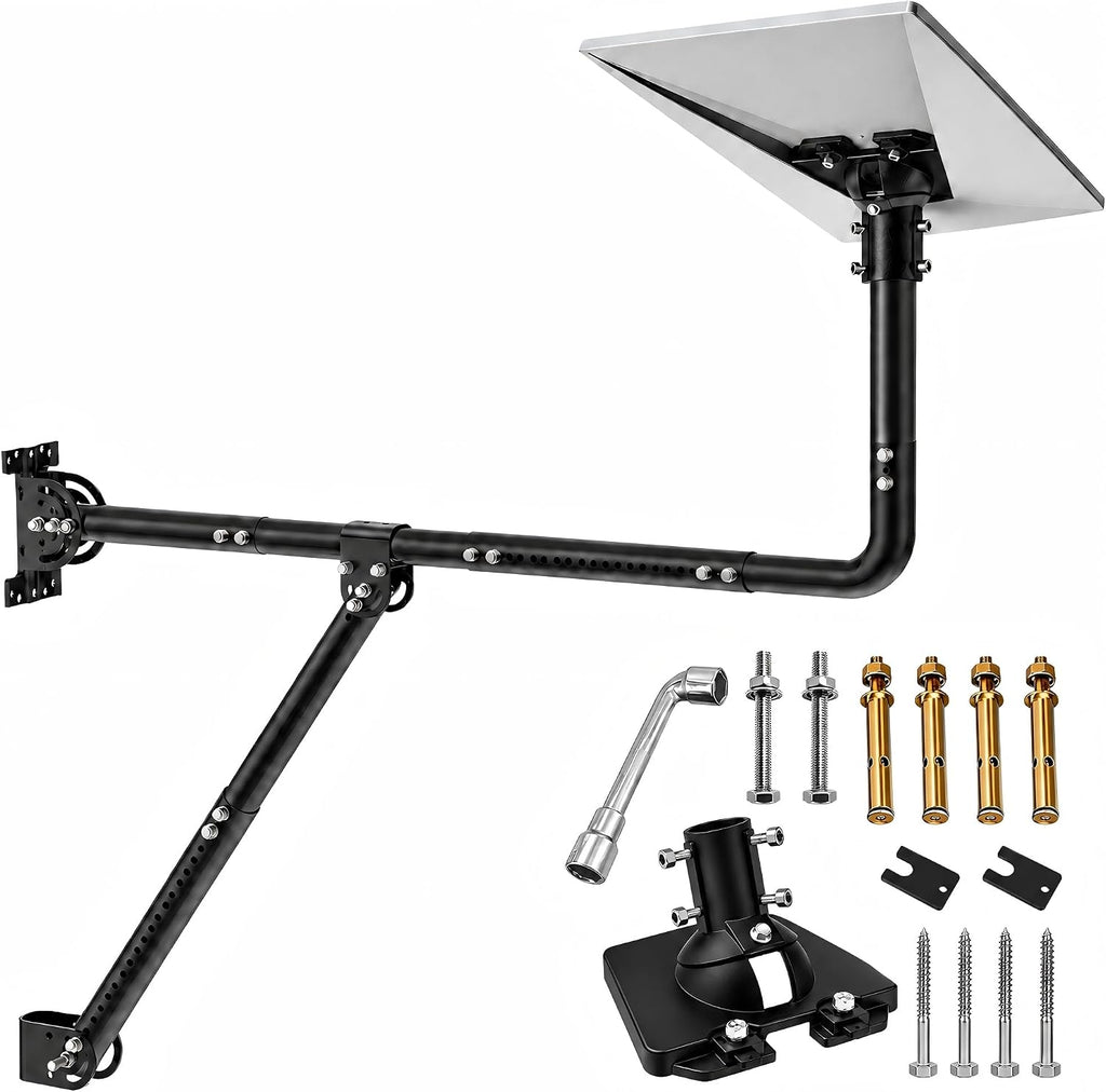 Starlink Gen 3 Long Eave Mount – Black Extendable Straight Pole with Support Brace & Ball Joint Adapter