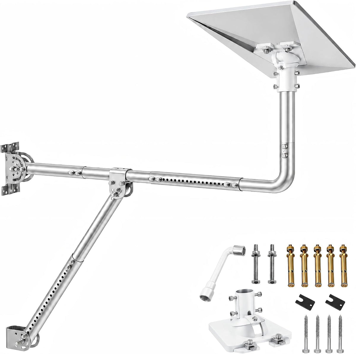 Starlink Gen 3 Long Eave Mount – Stainless Steel Straight Pole with Support Brace & Ball Joint Adapter
