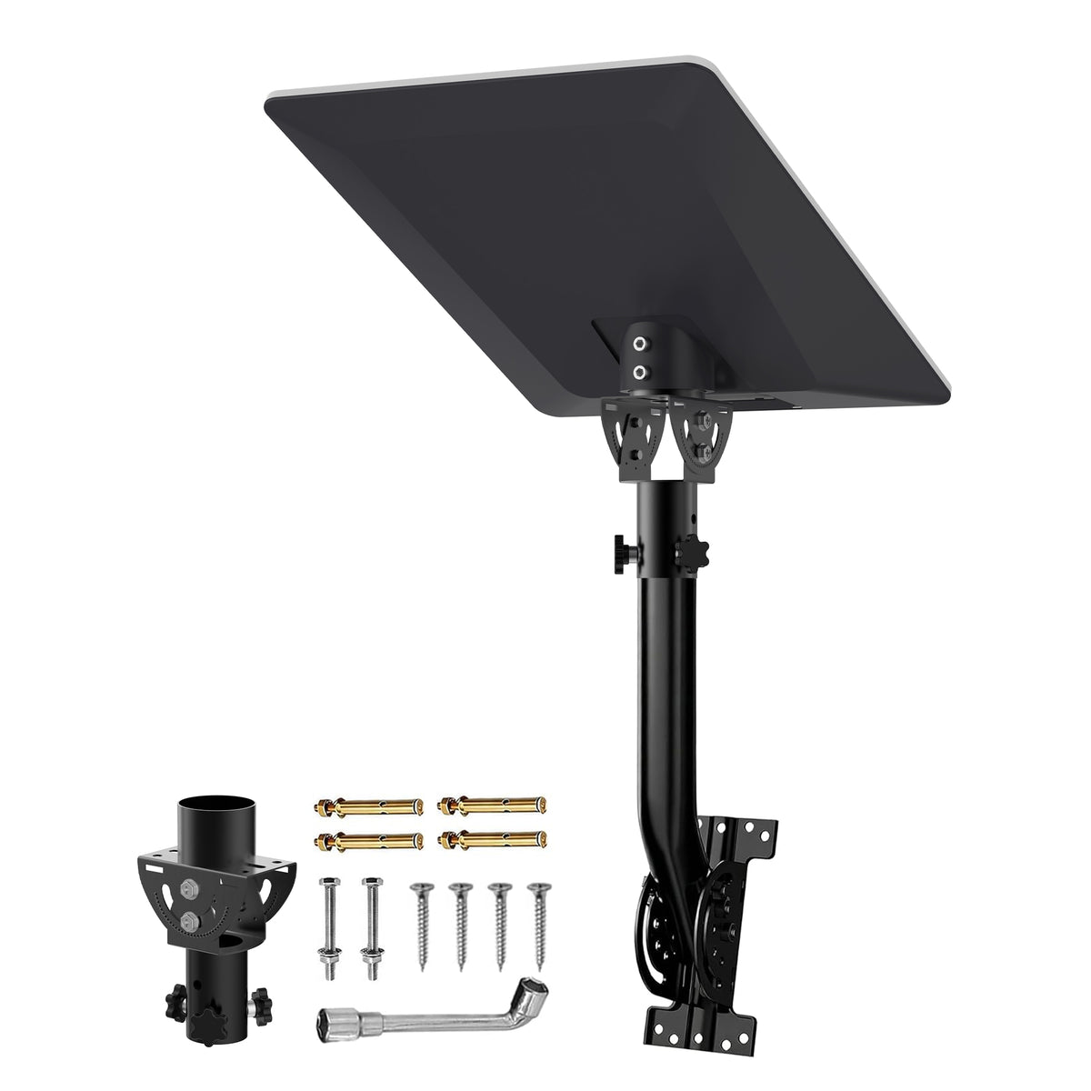 Starlink V5 / Gen 5 Wall & Eave Mount – Compact Black Iron Pole, Works with Original V5 Pipe Adapter