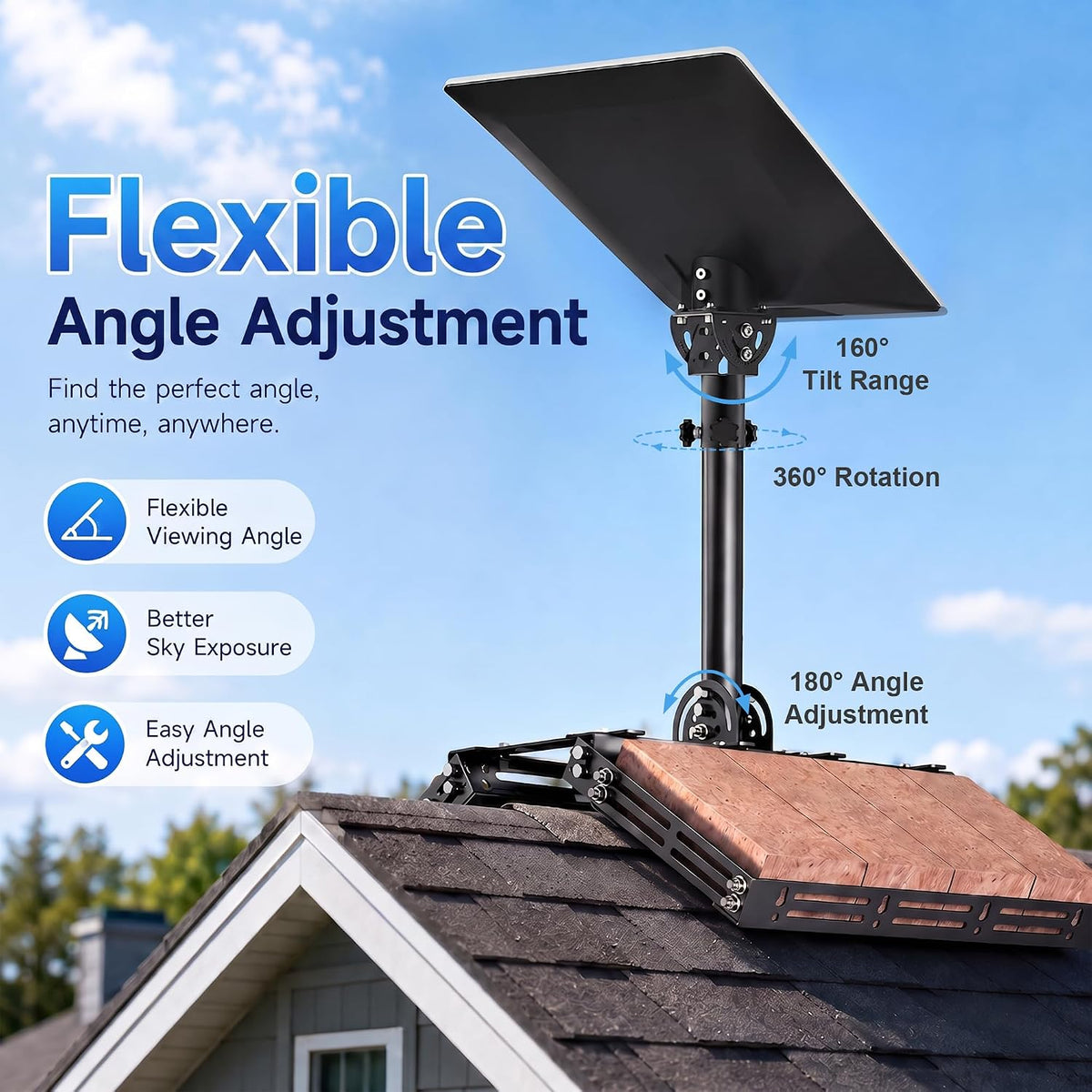 Starlink V5 / Gen 5 Roof Ridge Mount – Aluminum Alloy Adjustable Mount, Works with Original V5 Pipe Adapter